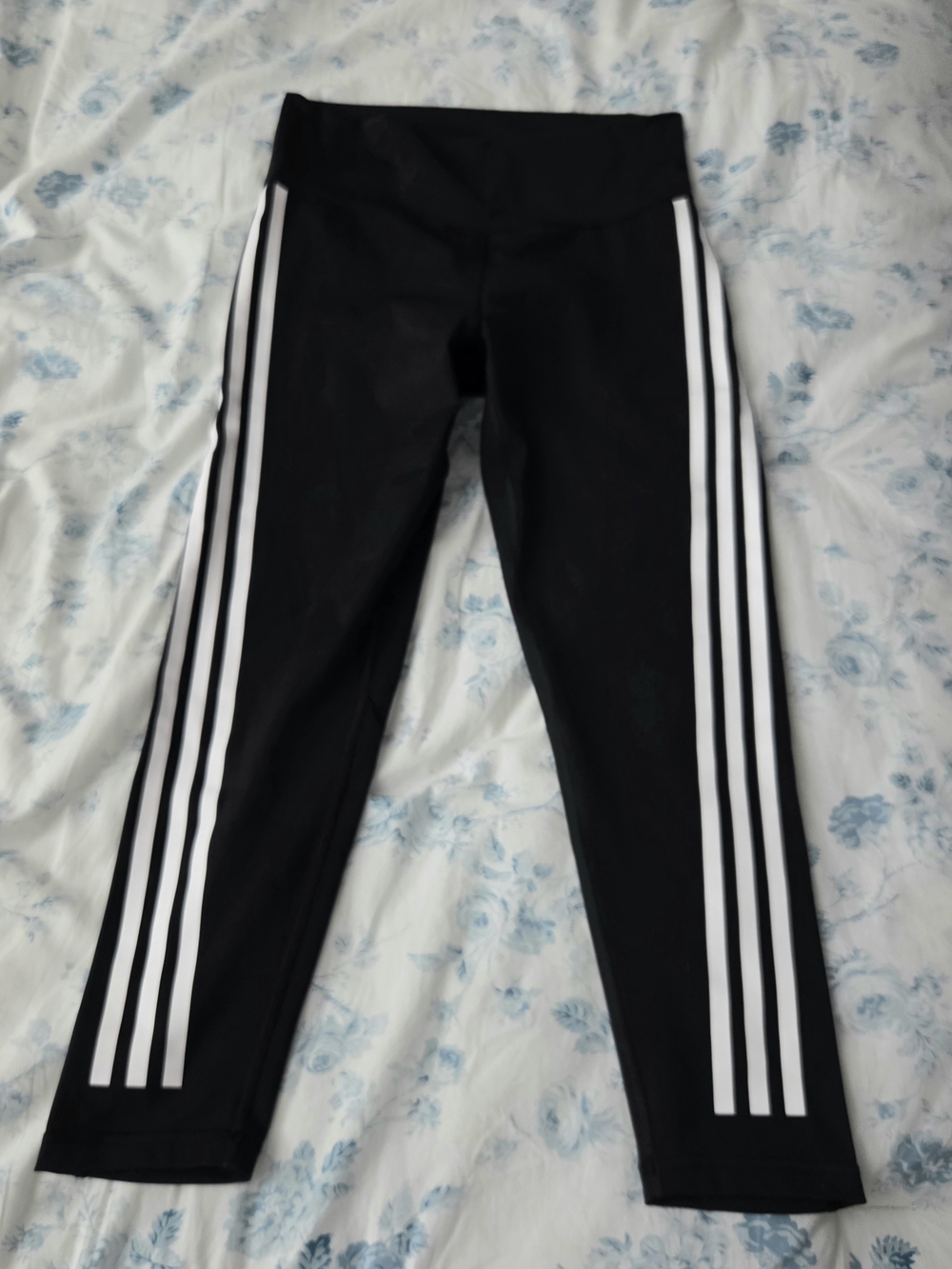 adidas Black Leggings with White Triple Side Stripes